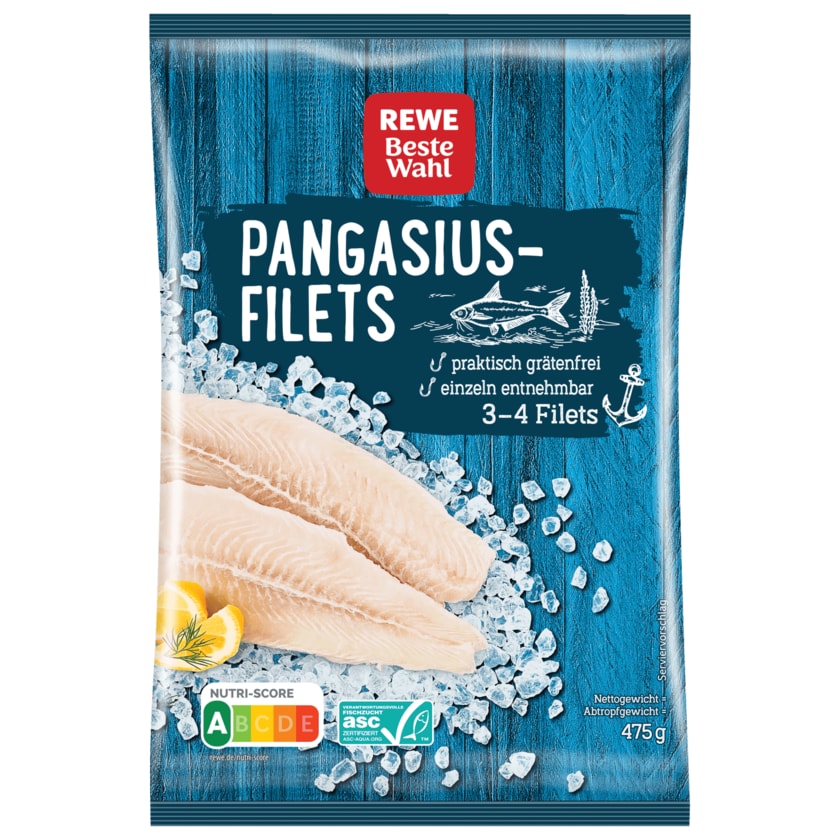 REWE Beste Wahl Pangasiusfilets tiefgefroren 3-4 Filets 475g